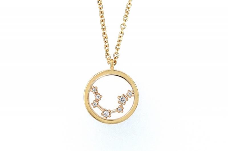 [Ozel] Wedding Guest Look Glossy Brass Cubic Necklace